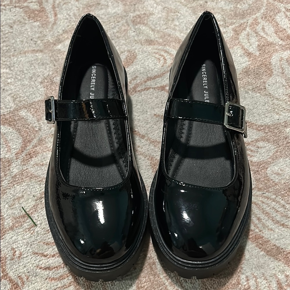 Sincerely Jules Glossy Black Kids Dress Shoes